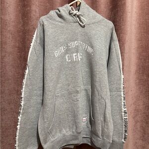 ADELAINE MORIN GIRLS SUPPORTING GIRLS HEATHER GREY TRACKSUIT HOODIE